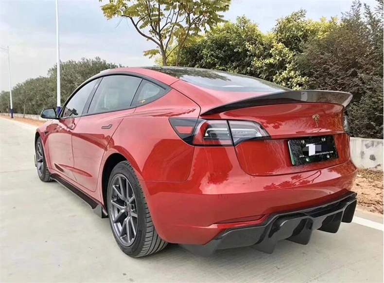 For Tesla Model 3 2019 2020 2021 2022 2023 High Quality REAL Carbon Fiber Body Side Skirt Kit Lip Spoiler