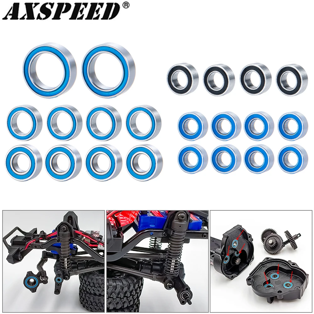 

AXSPEED 22PCS Blue Sealed Bearing Set for 1/18 Scale TRX-4M Bronco Defender Ball Bearing Upgrade Parts