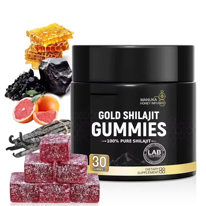 Gomitas Shilajit del Himalaya Shilajit de grado dorado con Ashwagandha Gokshura para energía y soporte inmunológico, refuerzo de energía de vitamina D2