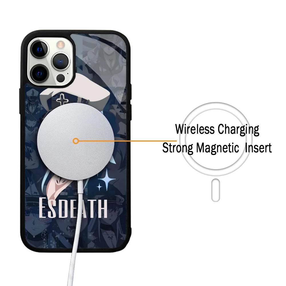 Akame Ga Kill Esdeath Phone Case For IPhone 11 12 13 14 15 Plus Pro Max Mirror Acrylic Cover For Magsafe Wireless Charging