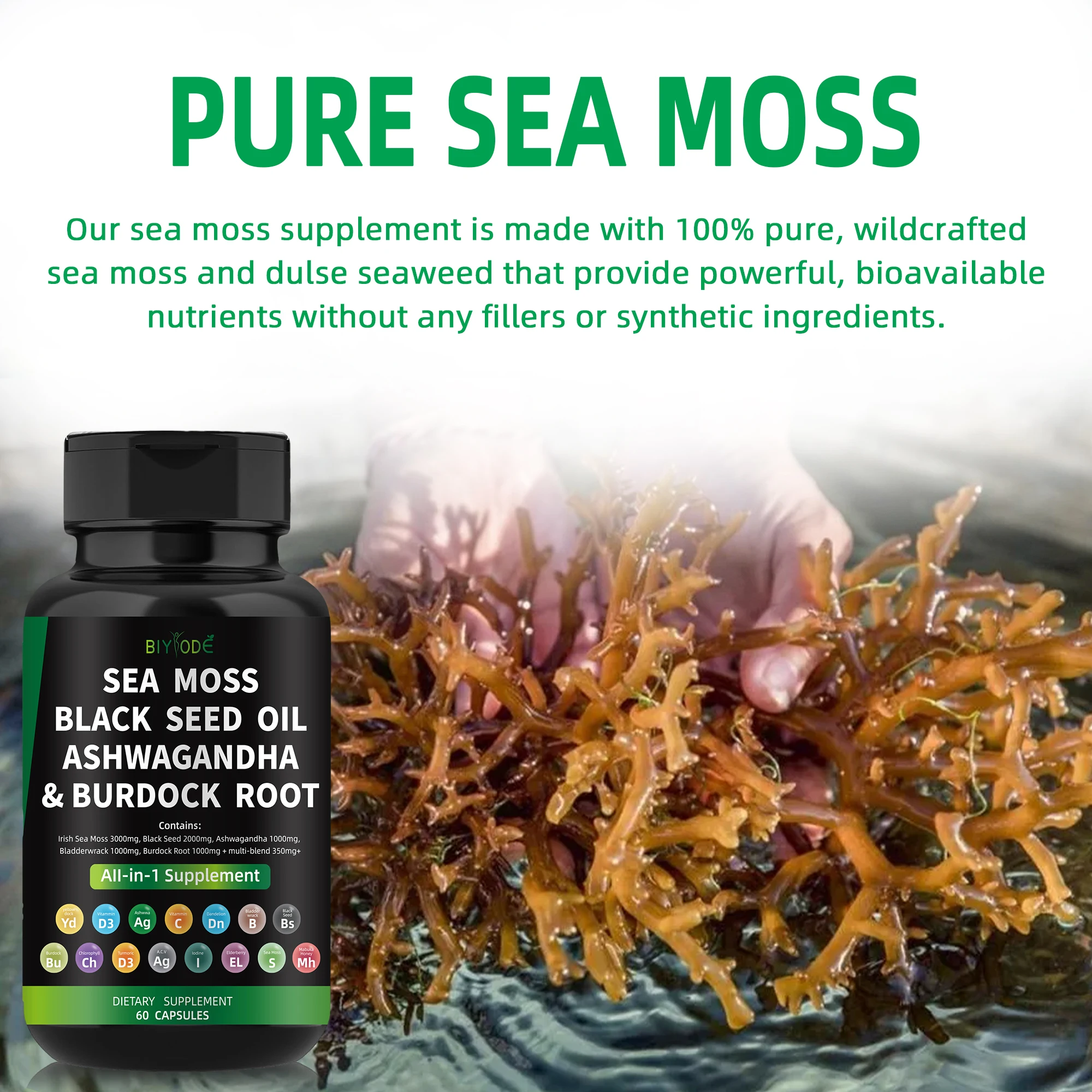 Sea Moss Capsules - Irish Sea Moss Advanced with Burdock Root, Bladderwrack & Muira Puama for Immunity, Gut, & Energy