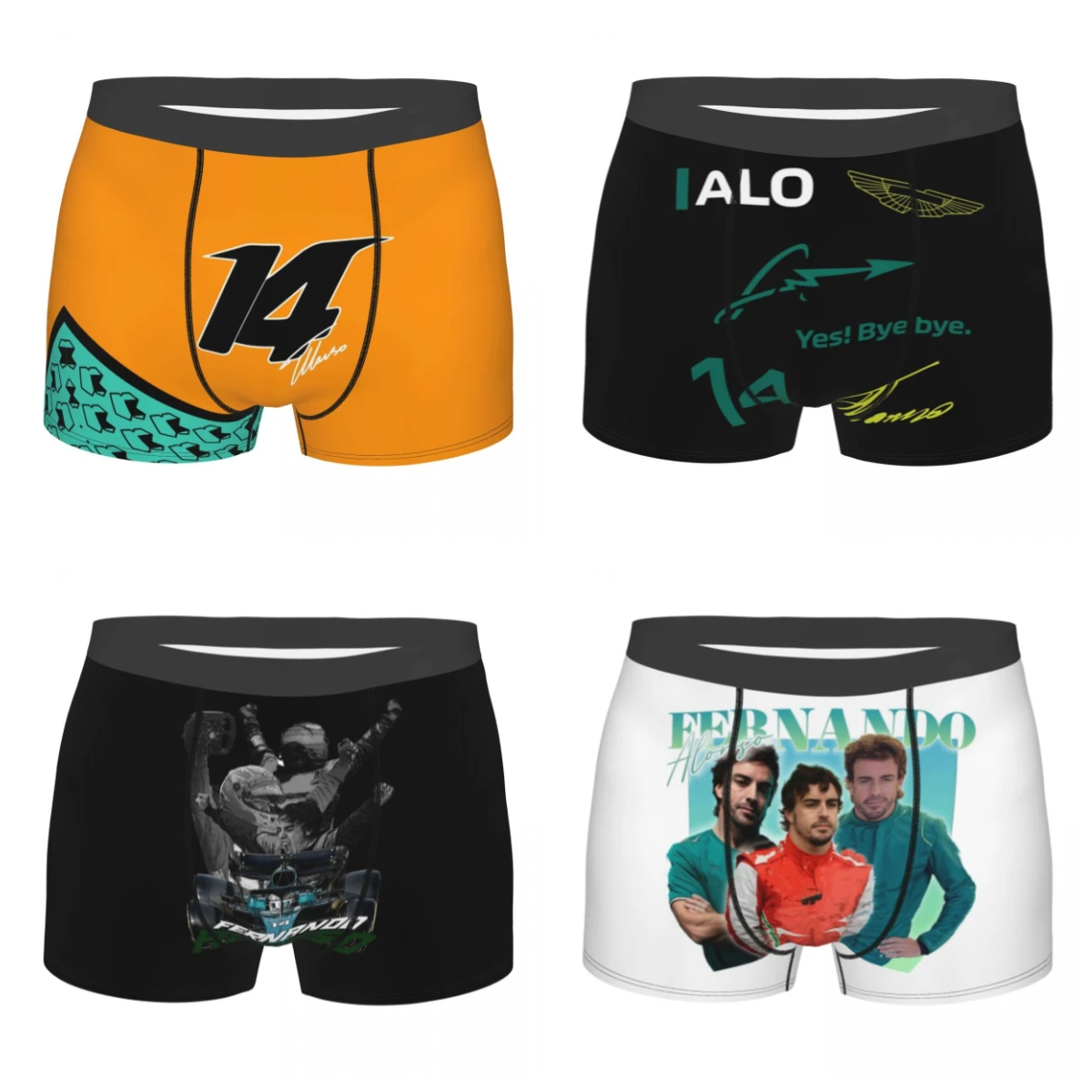 

2025 New Hot Selling Custom Alonso Head Boxer Shorts for Men 3D Printed Fernando Sports Car Underwear Soft Underwear