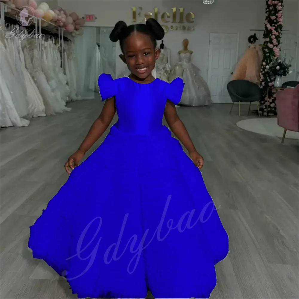 فساتين فتاة الزهور الحمراء منفوش لحفلات الزفاف من التول للأطفال وحفلات أعياد الميلاد والمناسبات الرسمية ومهرجانات التجميل حسب الطلب