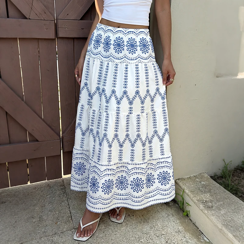 2026 Summer New Style Bohemian Vacation Trend Half-Dress with Ethnic Pattern Half-Length Dress