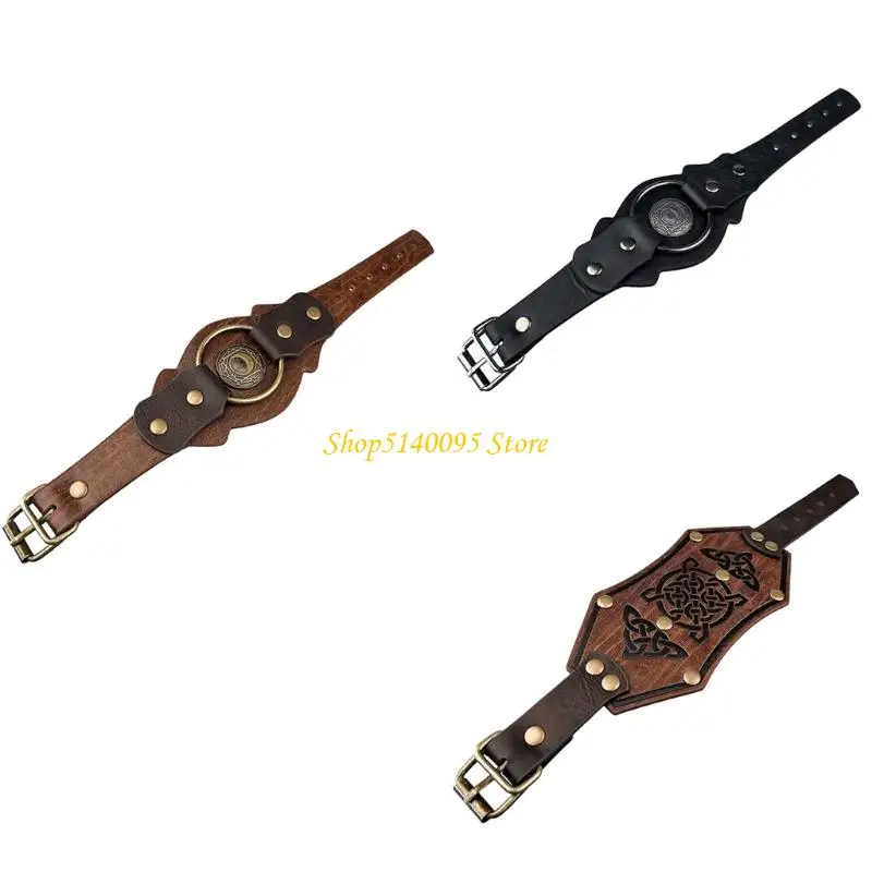 

DXAE Vikinges Bracelet Punk Gothic Rivets Bracelet Bangle Wristband Medieval Leather Bracelets Jewelry Cosplay Father's Gift
