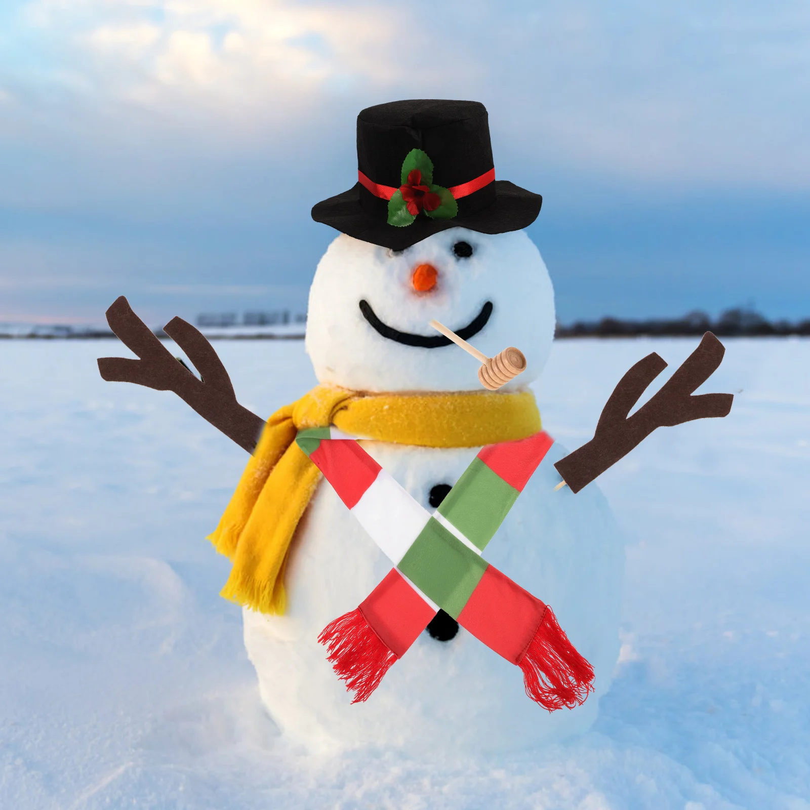 

1 Set Snowman Decoration Props Christmas Diy Kit Reusable Outdoor Accessories Xmas Party Craft Dress-Up Tools Festive Props