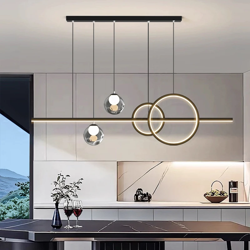 Minimalist Light Luxury Style One-word Long Chandelier Italian Dining Bar Restaurant Light Modern High-end Indoor Lighting Lamps