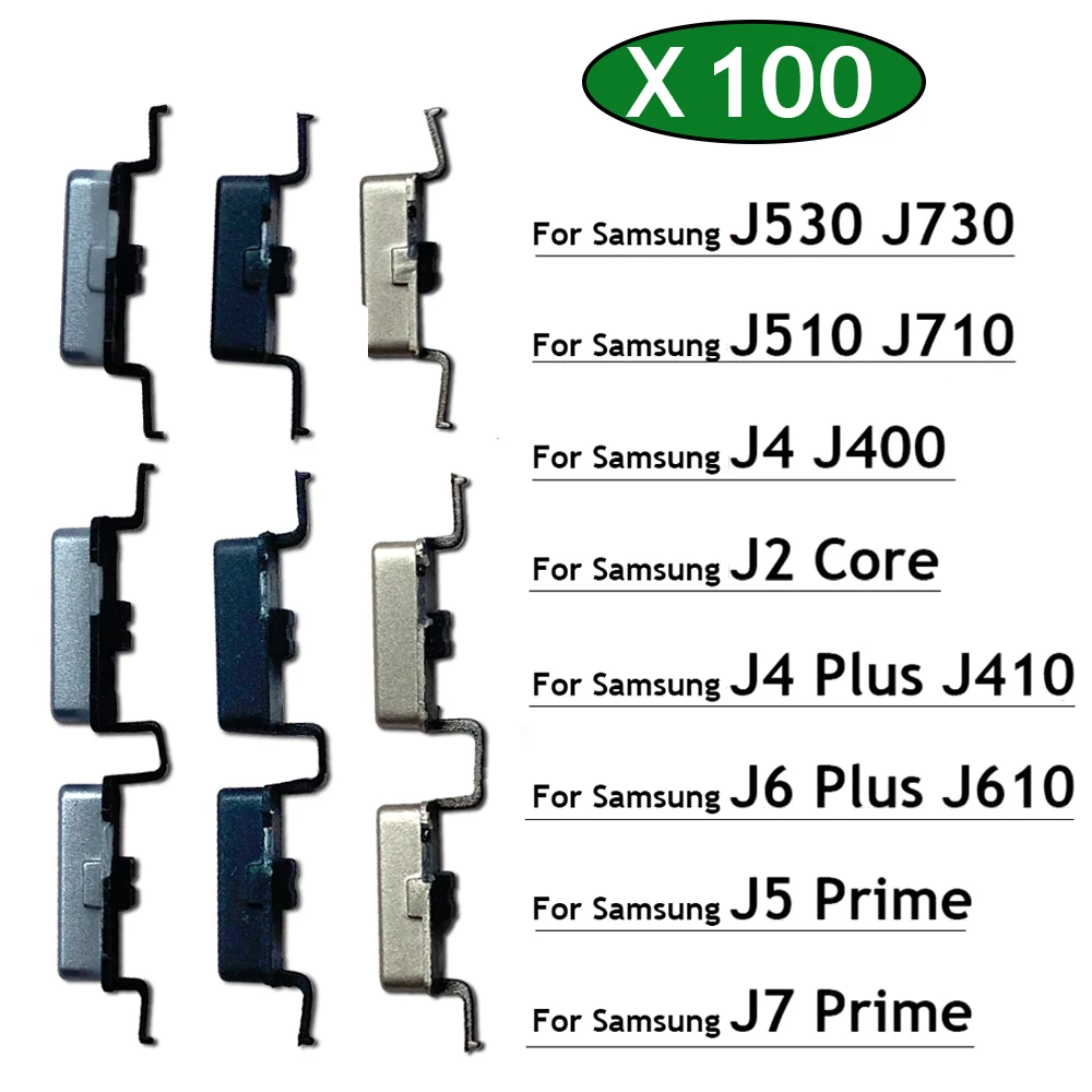 

100Pcs, Side Power Key Volume Button For Samsung J2 Core J400 J4 J6 Plus J5 J7 Prime J5 J7 2016 2017 J330 J530 J730 J510 J710