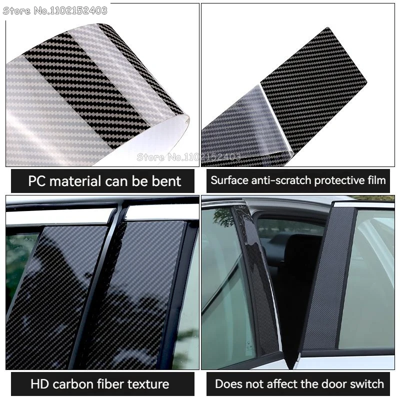 Gloss Black Car Window Pillar Posts Door Trim Stickers Cover for Dodge Charger 2006 2007 2008 2009 2010 Auto Styling Accessories
