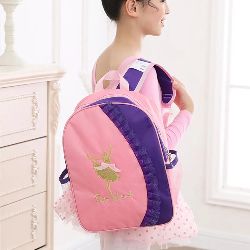 Pink Purple Kid Ballet Dance Bags for Kids Child Latin Bag Children Ballet Dance Bag Girl Ballerina School Backpack for Girls