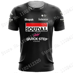 CAMISETA Soudal szybki zespół 2023 T-shirty z nadrukiem 3D czarne męskie letnie bieganie Streetwear casualowe odzież treningowa techniczne