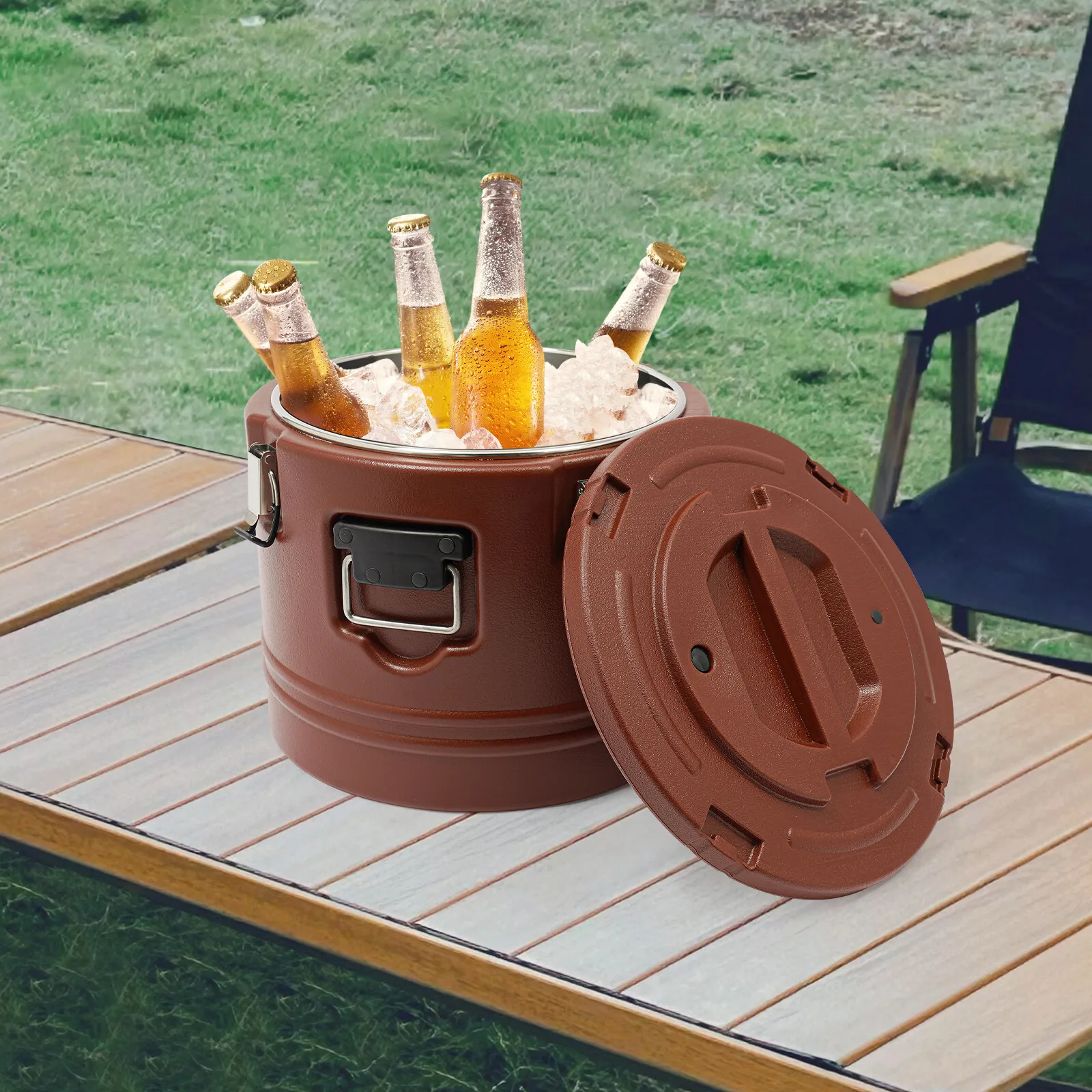 حامل الطعام الحراري التجاري - حاوية حساء ساخنة وباردة معزولة سعة 30 لترًا (32 كيو تي) مع غطاء