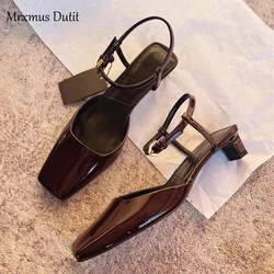 Mrxmus 2023 Summer Fashion Women New Square Head Muller Sandals Solid Elegant Casual Versatile Simple Shoes Female Chic Pumps