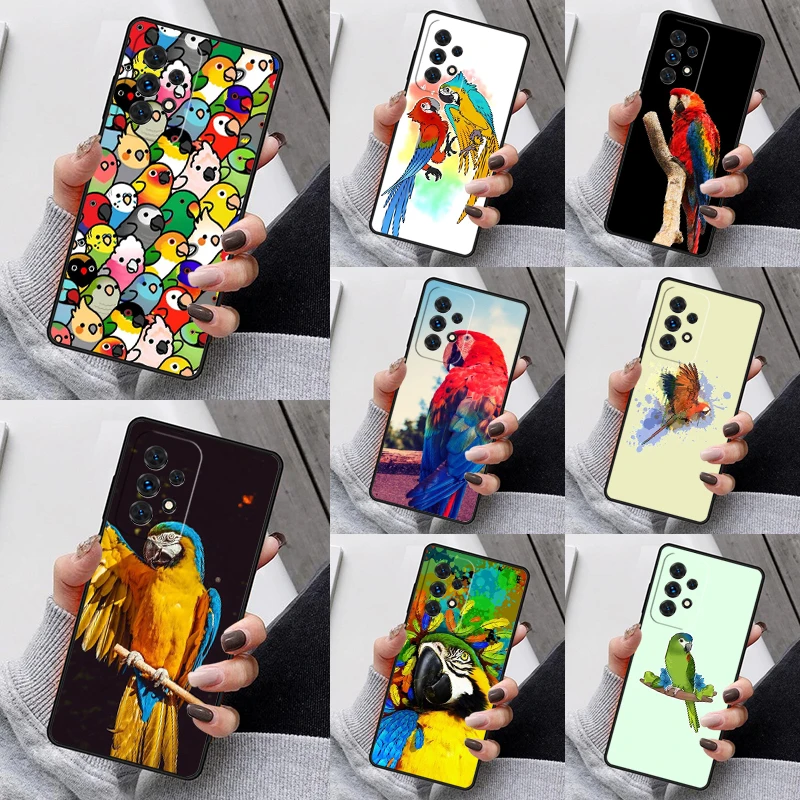 Macaw Parrot Colourful Phone Case For Samsung Galaxy S23 S21 S20 FE S24 S22 Ultra Note20 S10 S9 S8 Plus A40 A52 A12 A13 A53