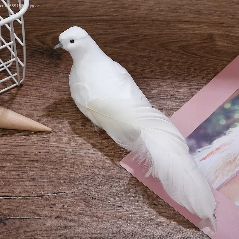 1PC Mini Artificial White Pigeon Plastic Feather Love Peace Doves