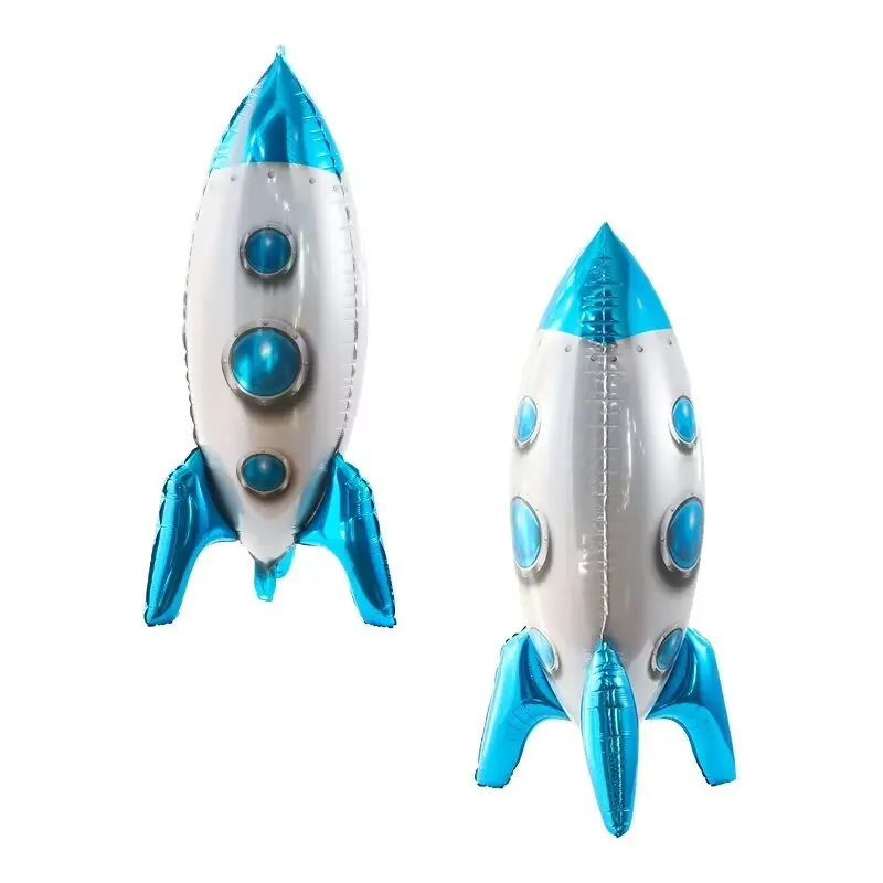 2pcs 4D Standing Foil Inflatable Rocket Balloons Kids Outer Space Theme Birthday Party Decoration Boys Inflatable Kids Toys