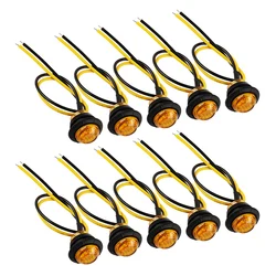 10pcs 24V 3/4 Inch Round Clearance LED Front Rear Side Indicator Bullet Marker Light for Truck RV Car Bus Trailer Caravan Boat