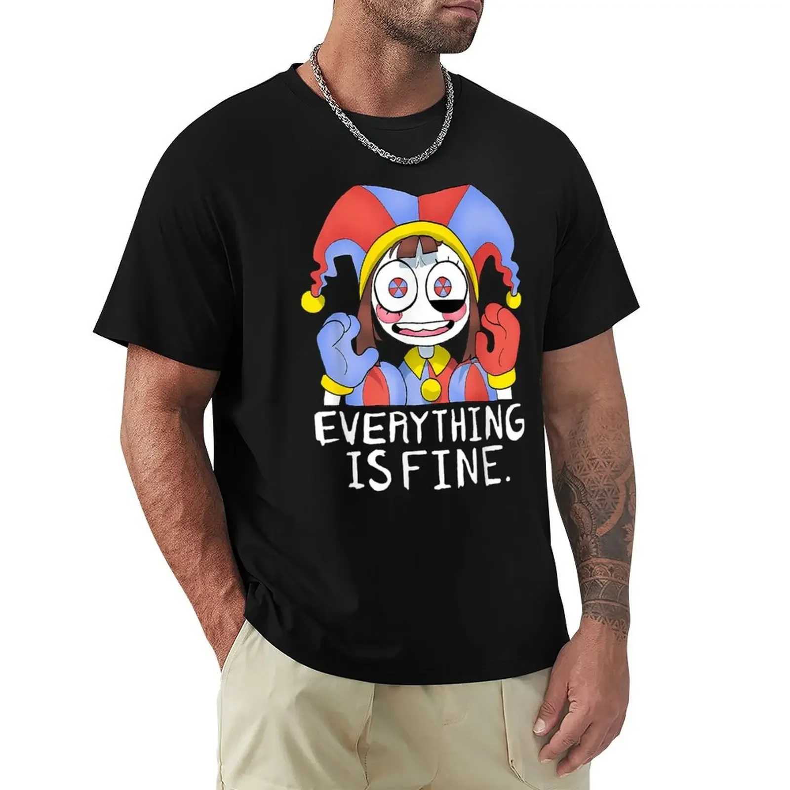 Digital Circus Pomni Everything is Fine T-Shirt summer top customs design your own designer shirts mens designer clothes