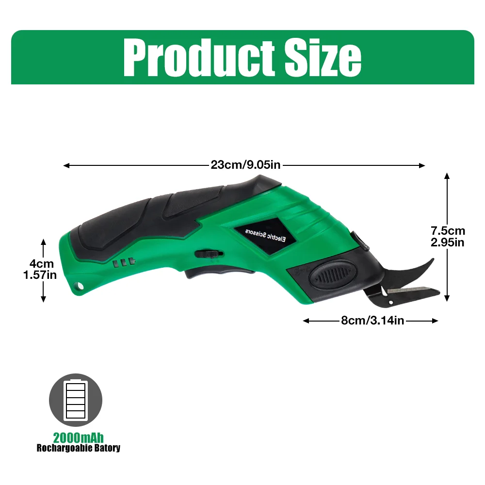 4V Electric Scissors, Home USB Charging, Cordless Sewing Scissors DIY Leather / Fabric / Cardboard Cutting Tools, Two Blades