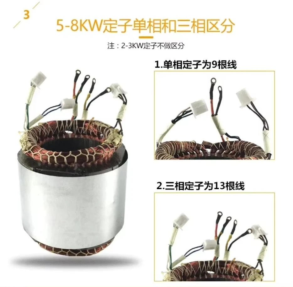 

Stator and Rotor Assembly of Generator 2/3KW5/8KW Single-phase Three-phase All-copper Coil Motor Accessories HOT SALES