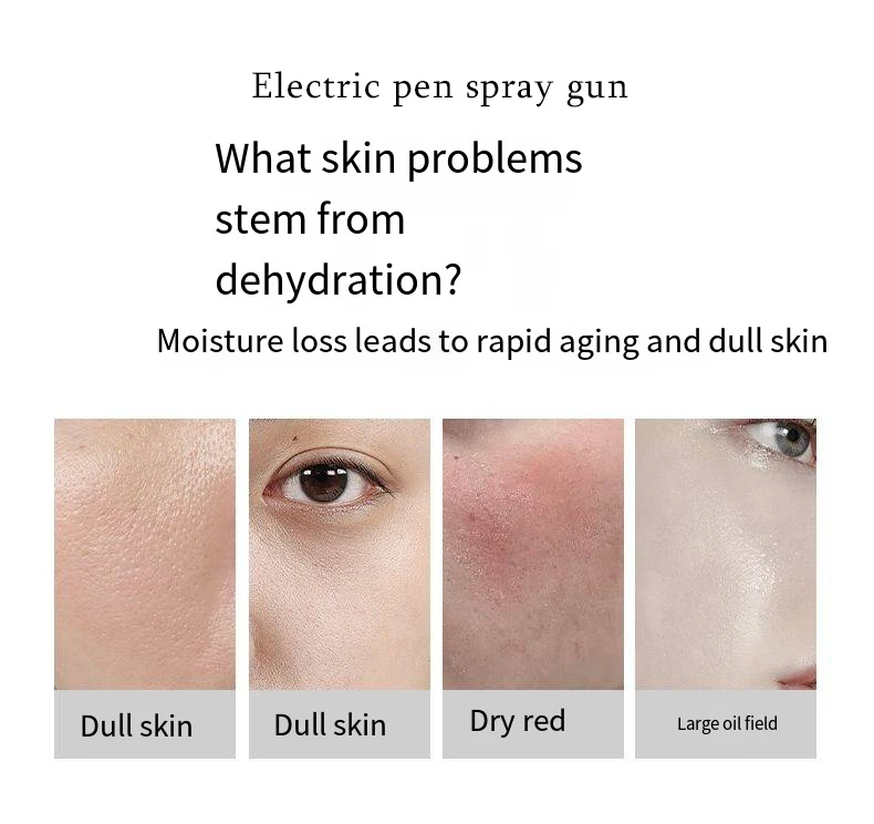 Portable USB Rechargeable Mini Electric High Pressure Oxygen Atomizer Air Compressor Spray Gun Sprayer Oxygen Injector Small Bubble Beauty Nano Skin Facial Hydration Moisturizing Skin Care Tools
