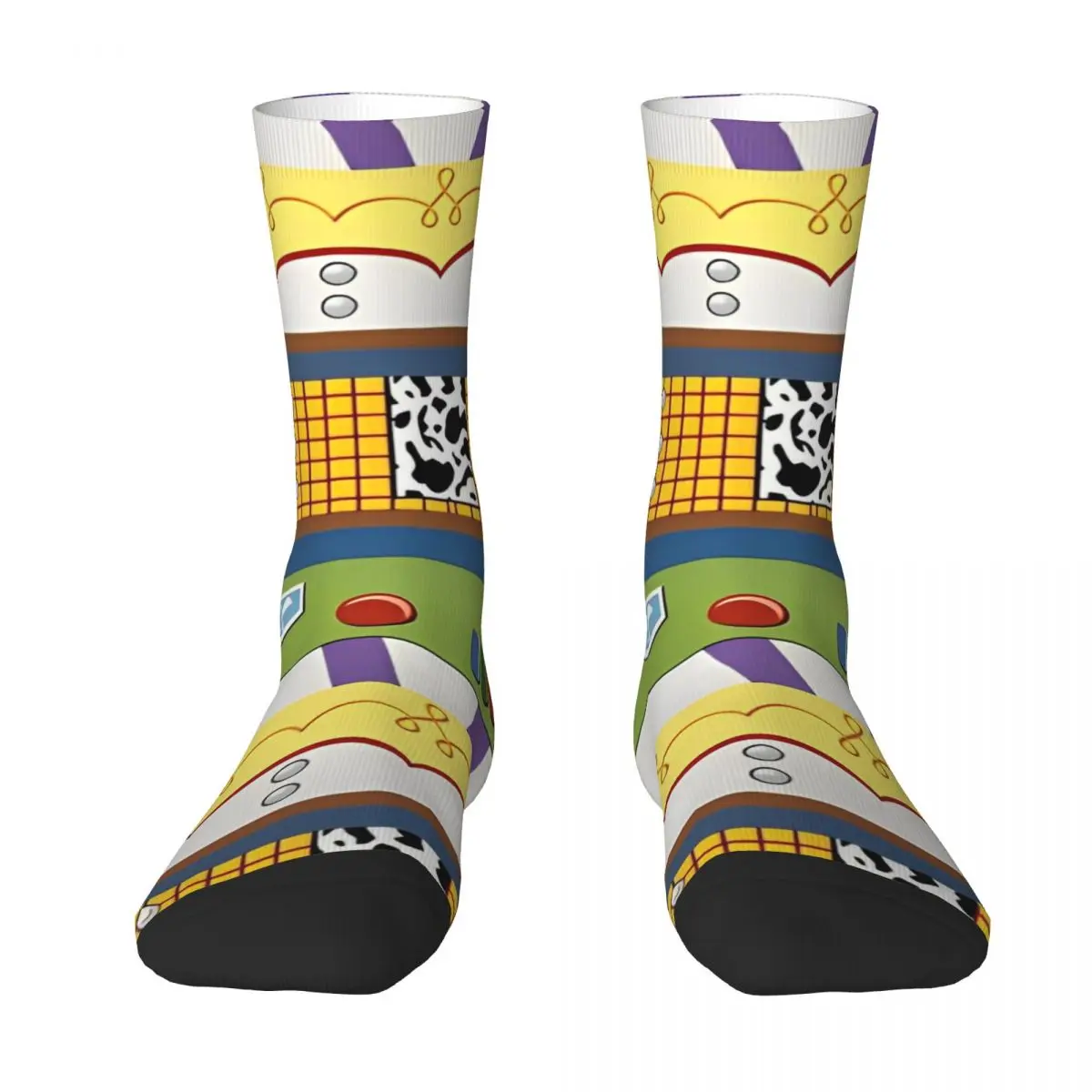 Harajuku Toy Story Buzz Lightyear Woody Basketball Socks Polyester Crew Socks for Women Men Non-slip