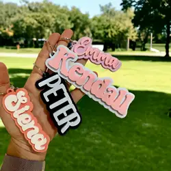 DHQH Customized Backpack Name Label Keychain Customized Acrylic Name Keychain Vertical Pendant Personalized Women's Gifts
