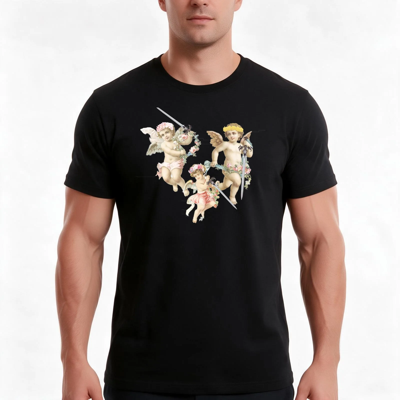 Valentine's Weapons T-Shirt, Summer Casual Cotton Tee, Oversized Streetwear Tops, Vintage Graphic Print, Loose Fit Short Sleeve