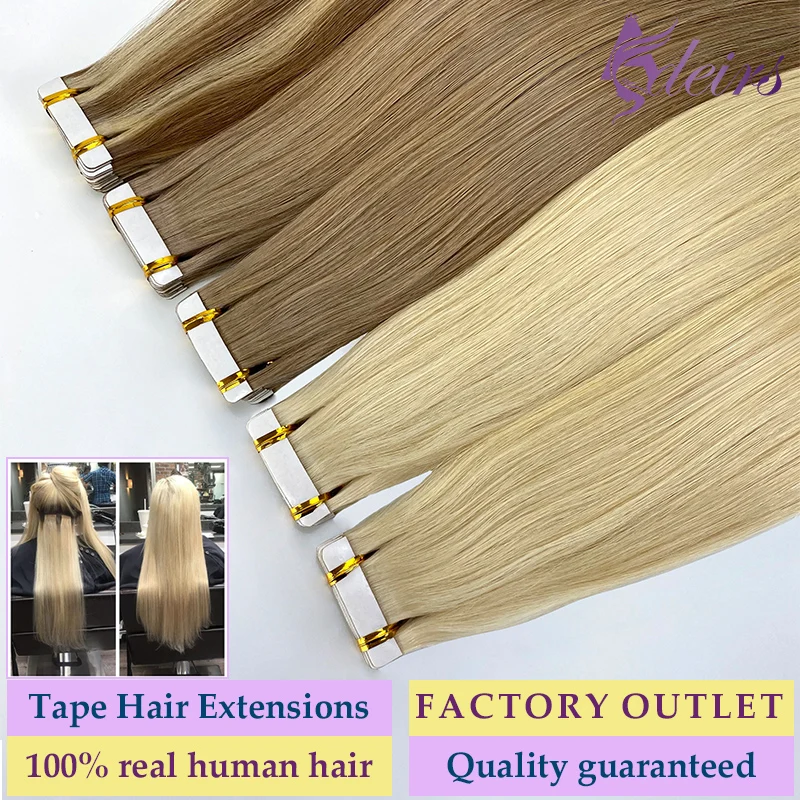 

ADEIRS Tape in Human Hair Extensions Natural Seamless Invisible Soft 14"-24" Real Natural Hair Remy Quality Straight Black Brown