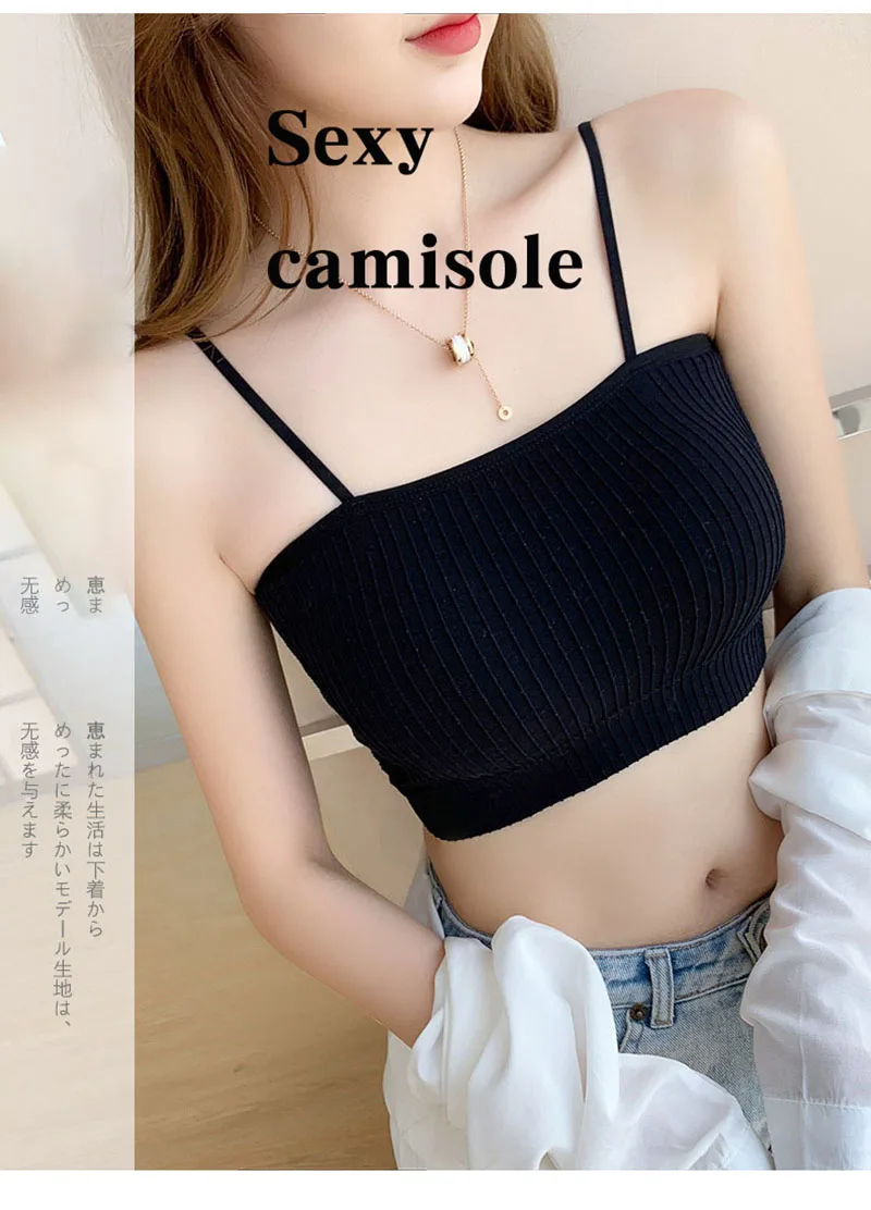 2023 new woman Camisoles Top Tanks New Summer Strap Bra Korean version Student with Chest Pad Women\'s Intimates Underwear Tops