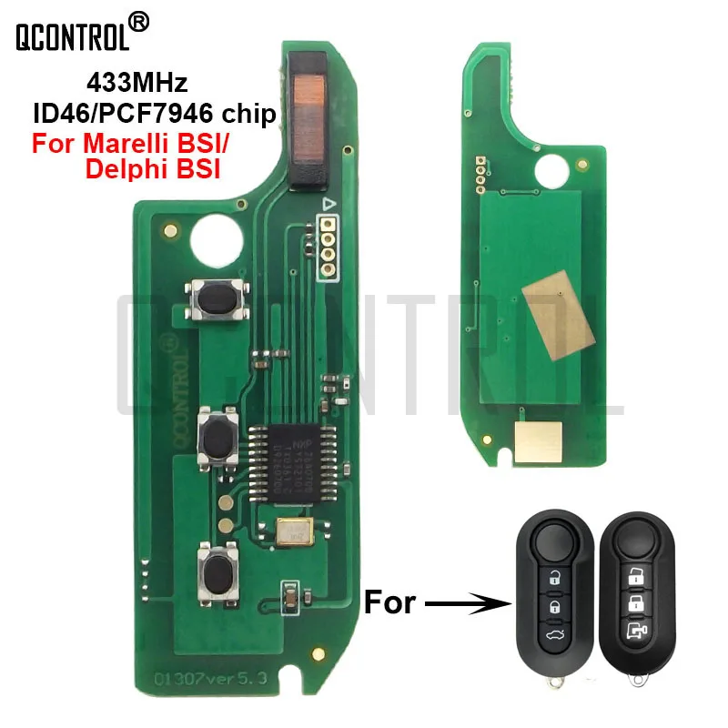 

QCONTROL Car Remote Key Circuit Board for FIAT 500/500L MPV Bravo Ducato Doblo Fiorino Grande Punto Evo Qubo PCF7946 Chip