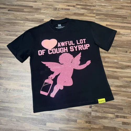 Imagen 2 del producto High Street Angel Love-camisetas de manga corta con diamantes de imitación brillantes para hombre, camisetas holgadas de algodón puro con cuello redondo y diamantes de verano