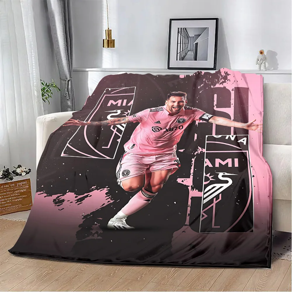 Printed Blanket Football star M-MessiS Picnic Blankets Warm Blanket Soft and Comfortable Blanket Home Travel Birthday Gift