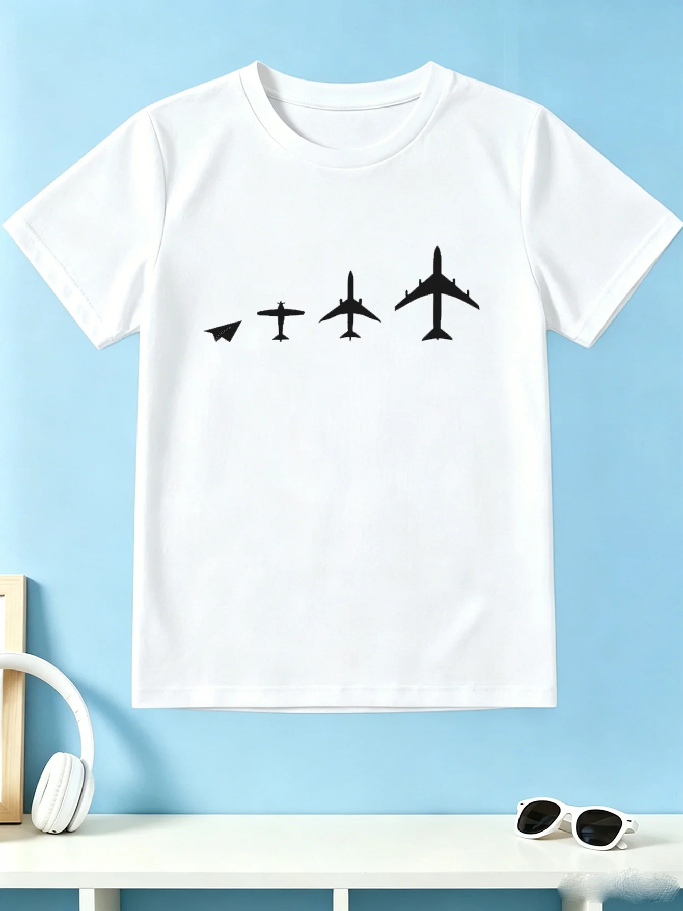 Paper Plane To Jet Aircraft Graphic T Shirt Boys Girls Plane Lover Short Sleeve Tee Family Matching Kids Casual Cotton Tops