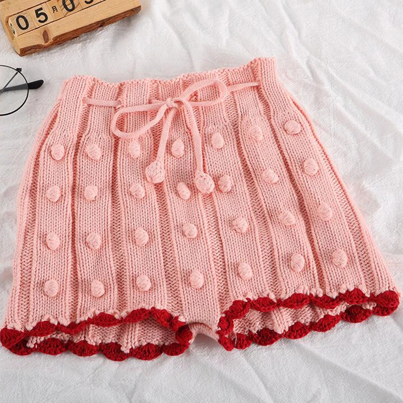 Lovely Knitting Skirt Shorts Handmade Wool Ball Candy Color Autumn Spring Baby Girls Shorts Kids Knitting PP Shorts