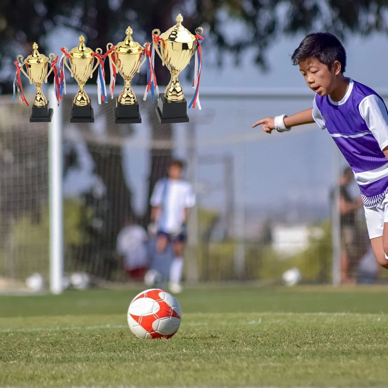 

1Pc Metal Model Sports Games Gold Trophy Awards Competition Soccer Craft Souvenirs School Competition Rewarding Supply