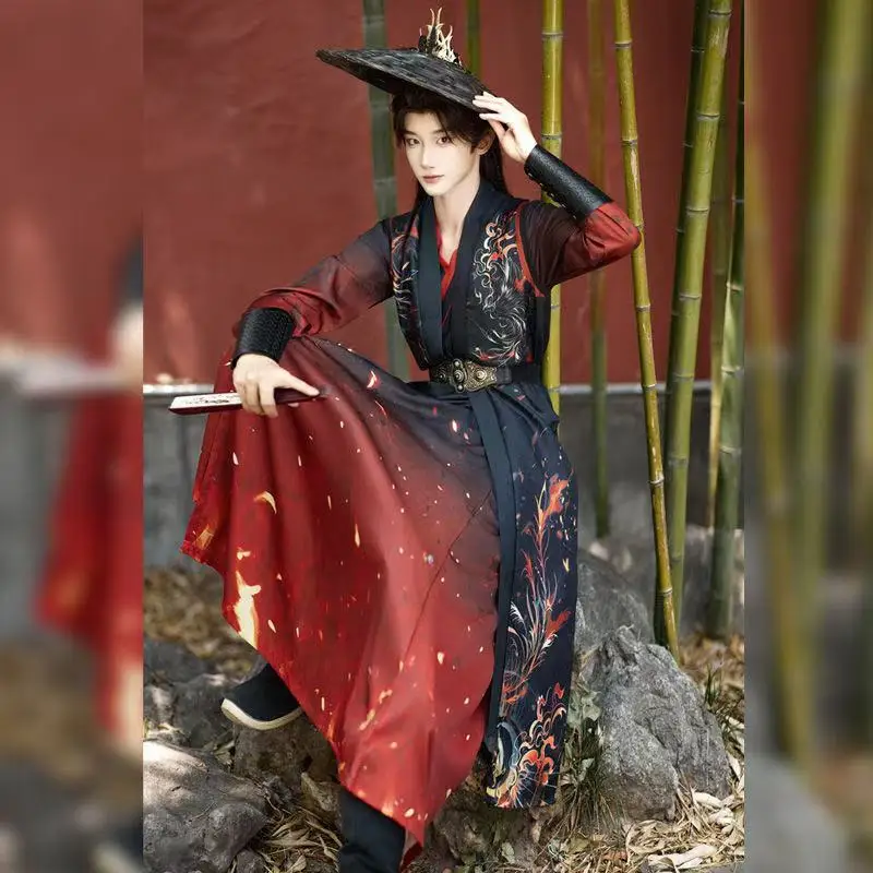 XXXL Large Size Hanfu Men Women Traditional Song Dynasty Long Shirt Beizi Skirt Halloween Event Swordsman Cosplay Costume Suit