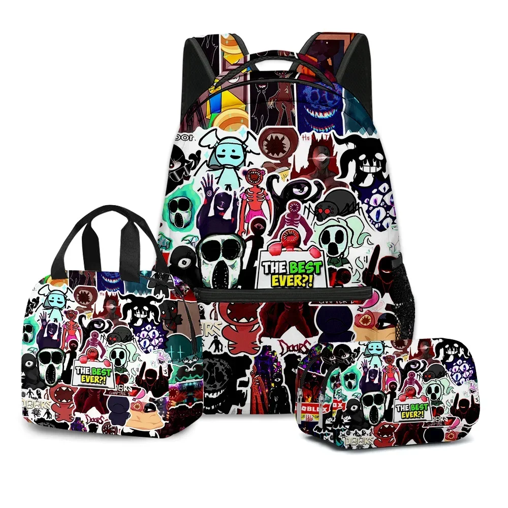 New Doors Blox Figure Peripheral Primary and Secondary School Students School Bag Lunch Bag Pencil Bag Anime School Bag Mochila