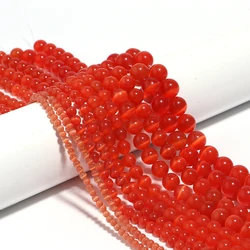1 Strand 4/6/8/10/12mm Cat Eye Stone Beads Red Color Natural Stone Beads For Jewelry Making DIY Necklace Bracelet Accessories