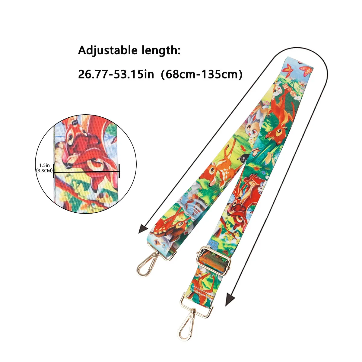 Sangle de sac à main réglable en nylon pour femme, souris de dessin animé, sangle de remplacement, structure en métal souple, accessoires de sac