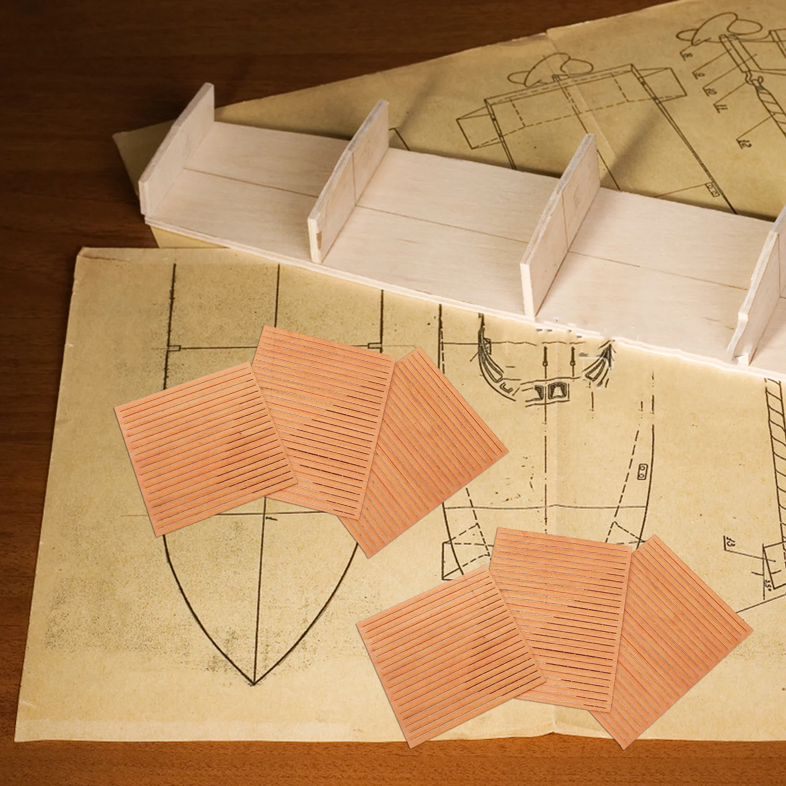 

80Pcs Solid Real Wood Boat Deck Strips Easy Assembly for DIY Miniature Sea Deck Flooring Accessories Boat Decking