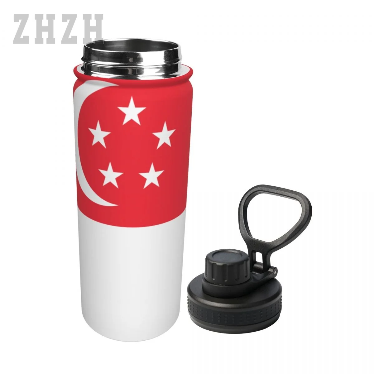 Unisex Sports Water Thermos Bottle Singapore Flag Singaporean 304 Stainless Steel Double-layer Insulation Cold And Hot Travel