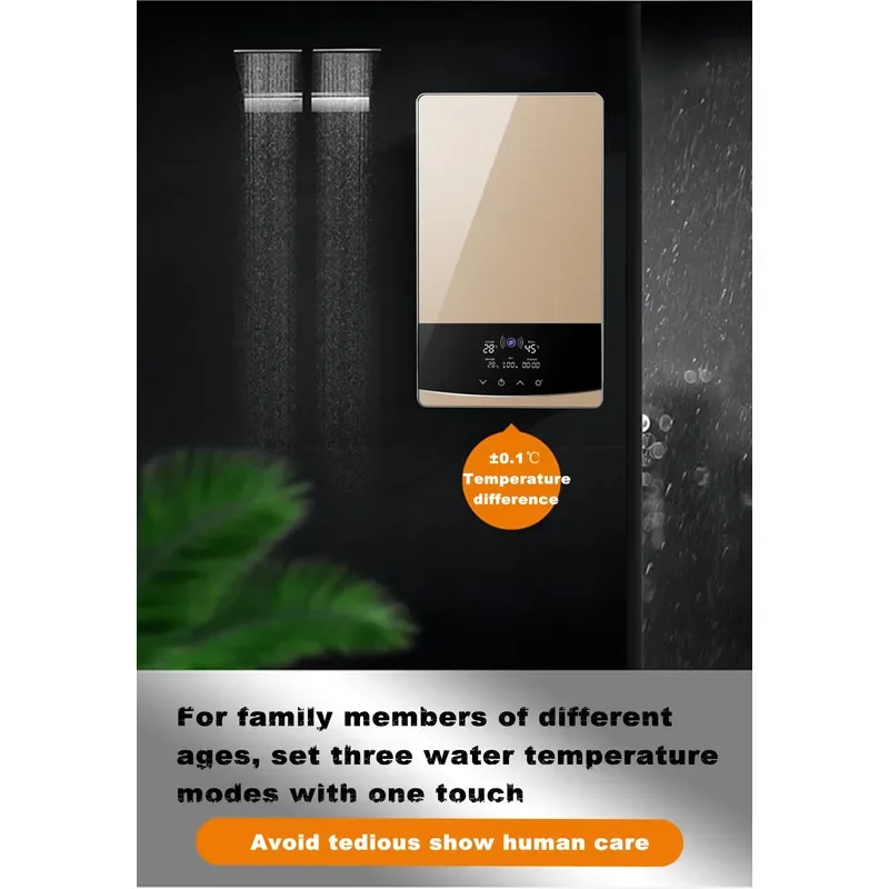 For Instant Water Heater Shower Bathroom Faucets Kitchen Tap Electric Water Heater 220V 8000W Digital Display Temperature