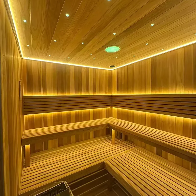 Outdoor mahogany sauna traditional 4-6 people outdoor Radiant heat digital control steam room sauna and steam room