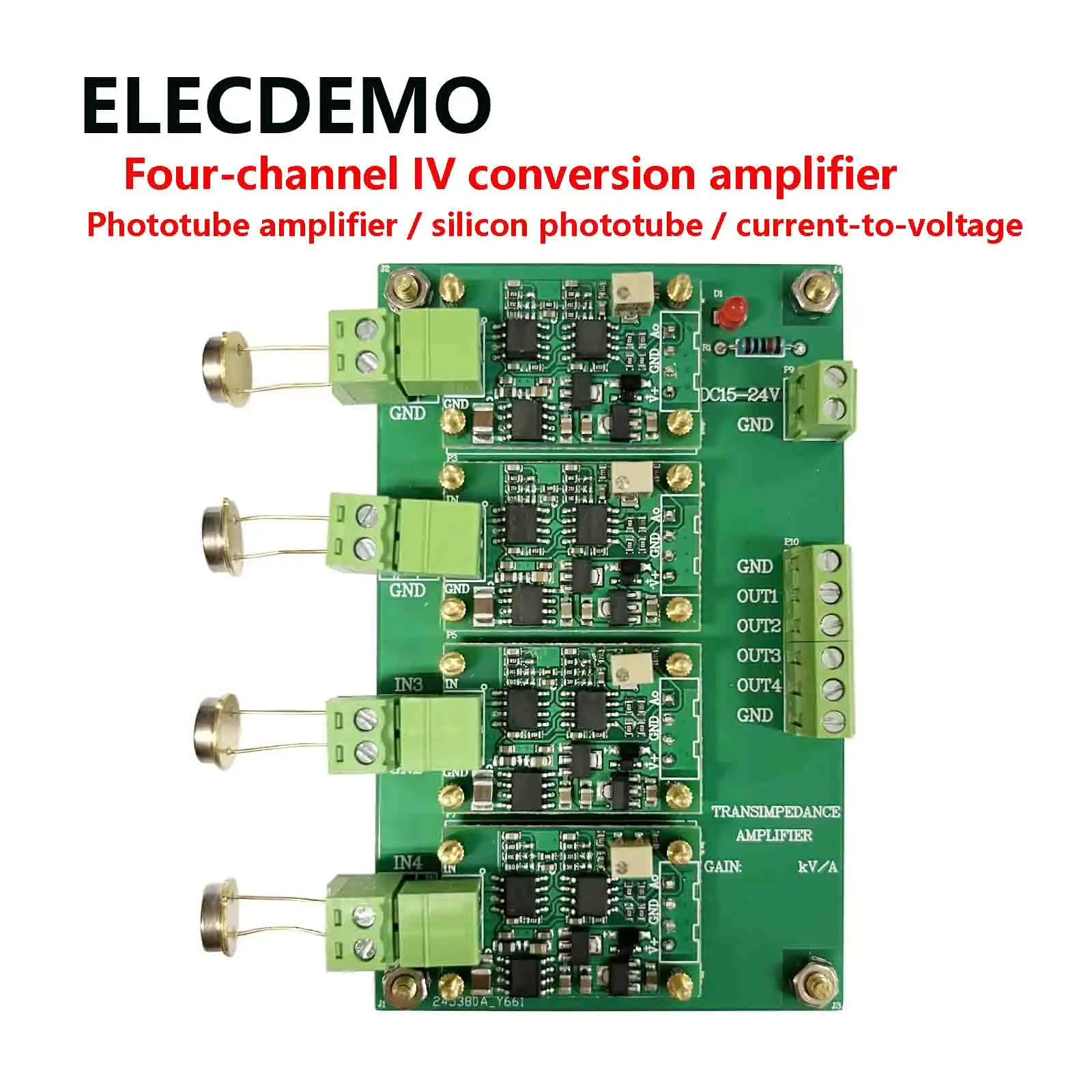 

Multi-channel IV conversion amplifier module, silicon PIN photodiode detector, four-quadrant photoelectric sensor
