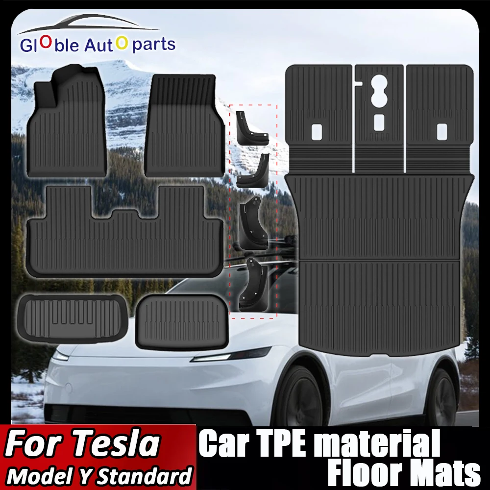 Tappetini in TPE per Tesla Nuovo Modello Y Standard 2025 2026 Impermeabili per Bagagliaio, Set Completo per Tutte le Stagioni, Tappetini Poggiapiedi e Tappetini per Bagagliaio Modello Y