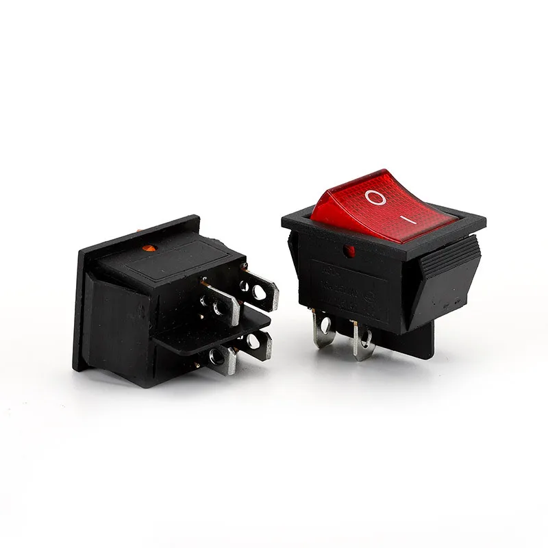 KCD4 Rocker Switch 4 Pins 2 Position ON-OFF 16A Copper Contact LED Illuminated Power Switch for Auto/ Household Appliances