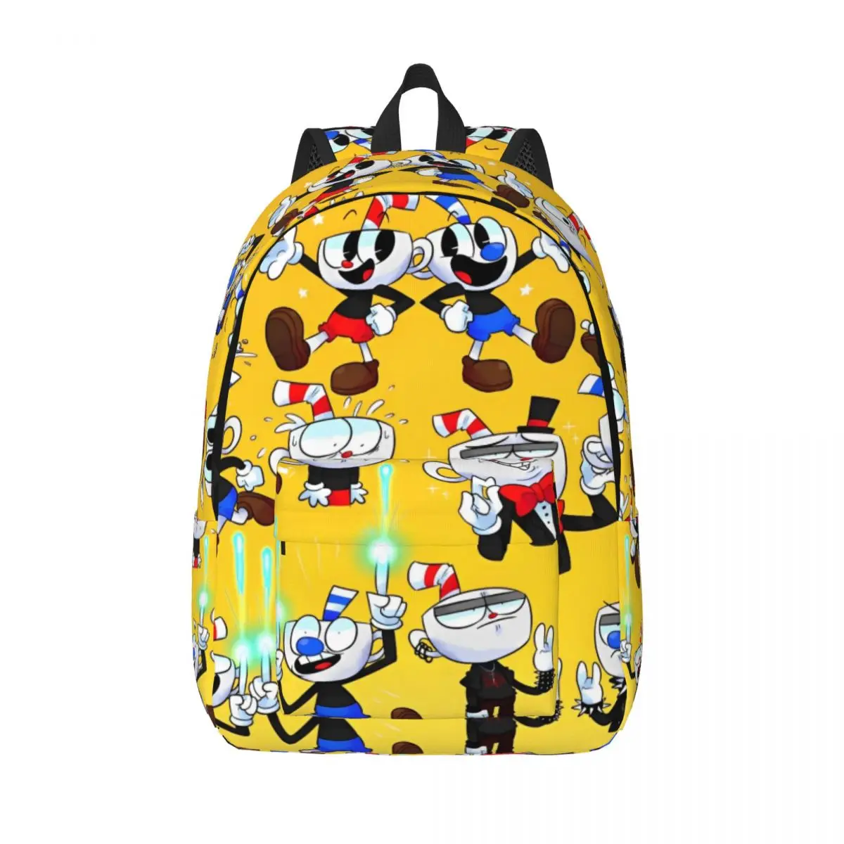 Cuphead And Mugman Backpack Elementary High College School Student Shooting Game Bookbag Men Women Canvas Daypack Travel