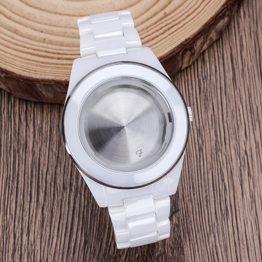 

39mm Ceramics watch case bands kit set Stainless Steel Back Cover For 1l45 515 Quartz Movement DIY Waterproof Parts 29.5mm Dial