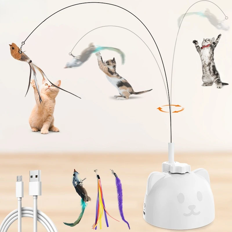 New Suction Cup Electric Cat Toy with Simulation Bird, Rotating Teaser for Cats, Pet Accessory